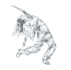 Hip-hop dancer moves within the music. people lyfestyle sketch