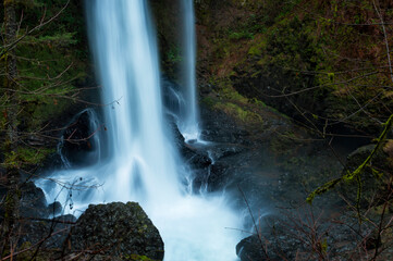 Fototapeta na wymiar Closeup of the base of North Falls waterfalls