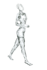 A woman relaxed and walking. Fitness people sketch