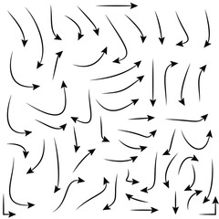 Set of rough hand drawn, handmade elements arrows, waypoints isolated on white background EPS Vector