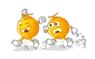 king coconut play chase cartoon. cartoon mascot vector