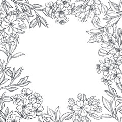 Vector background with spring flowers.