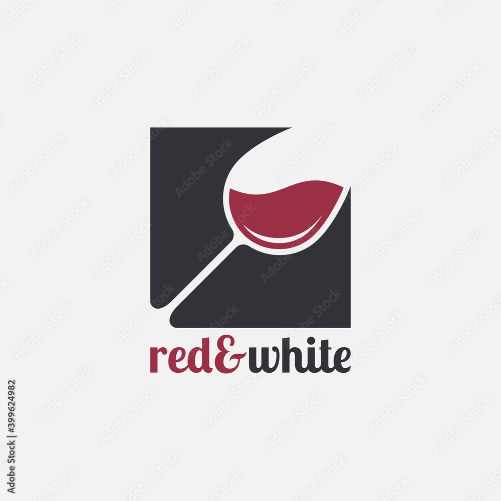 Wall mural wine glass logo. red and white wine on white