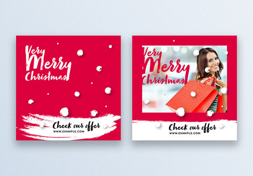 Christmas Social Media Layouts with Red Accents