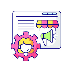 digital marketing thin, color icon