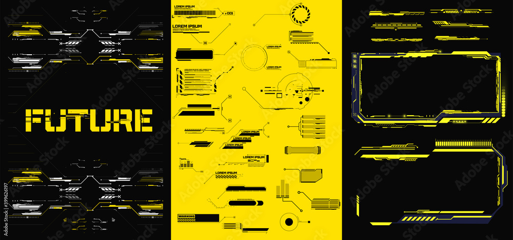Leinwandbilder abstract digital technology ui, ux futuristic hud, fui, virtual interface. callouts titles and frame