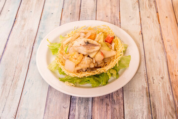 grocery basket full of seafood