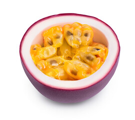 passion fruits half isolated on white background. maracuya with clipping path and full depth of field