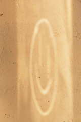 The shadow on the wall from the smiley painted on the frozen glass.