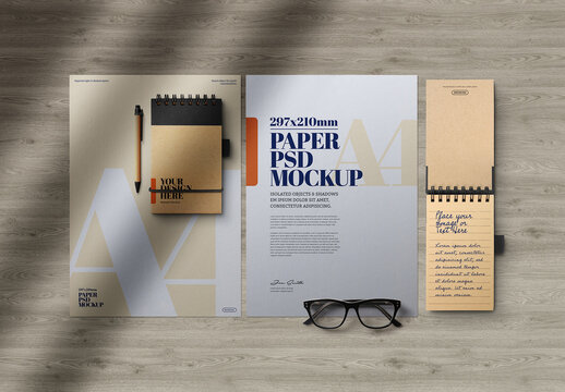 Flyer Mockup with Kraft Spiral Notepad