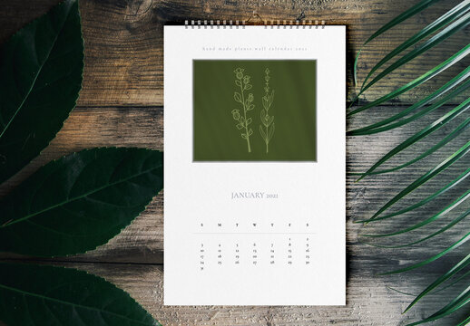 Handmade Plants Wall Calendar Layout