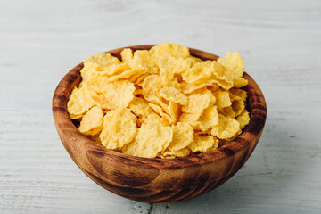 Rustic bowl of corn flakes