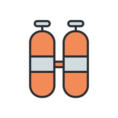 Oxygen balloons icon for scuba diving, underwater adventure concept.