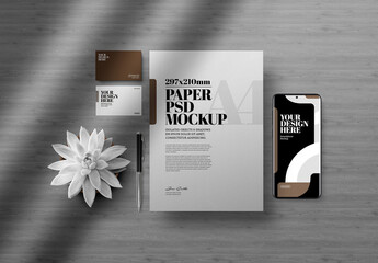 Stationery Mockup, Business Card, and Smartphone