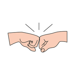 Non-contact fist greeting, fist touch from a distance Preventing contact greetings. Vector illustration.