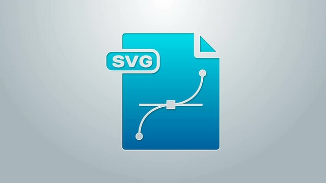 Blue line SVG file document. Download svg button icon isolated on grey background. SVG file symbol. 4K Video motion graphic animation