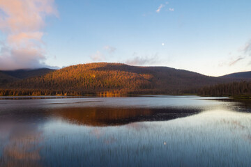 Naklejka na ściany i meble Beautiful morning light at the lake Paul in the Gaspésie national park, Canada