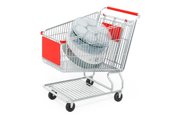 Automatic yogurt maker inside shopping cart, 3D rendering