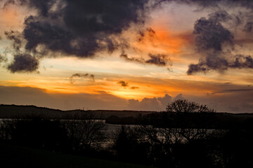 Naklejka na ściany i meble Sunset Looking to at Cornwall