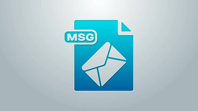 Blue line MSG file document. Download msg button icon isolated on grey background. MSG file symbol. 4K Video motion graphic animation
