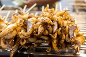 Grilled squid skewer, street food