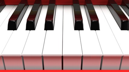 Red Grand Piano under Dark Green Background. 3D illustration. 3D high quality rendering. 3D CG.