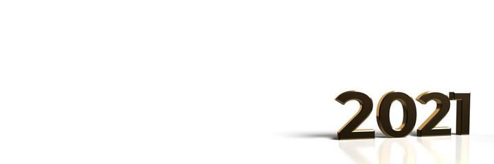 Golden Christmas 2021 isolated on white background.Gold numbers.