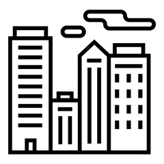 Skyscraper Office Building Flat Icon Isolated On White Background