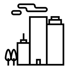 Skyscraper Office Building Flat Icon Isolated On White Background