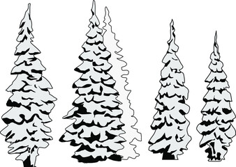set of christmas trees