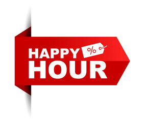 red vector illustration banner happy hour