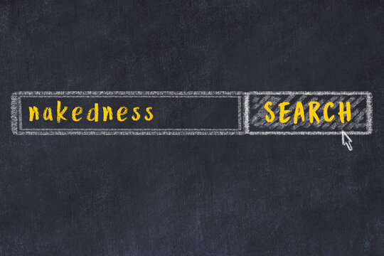 Chalk sketch of browser window with search form and inscription nakedness