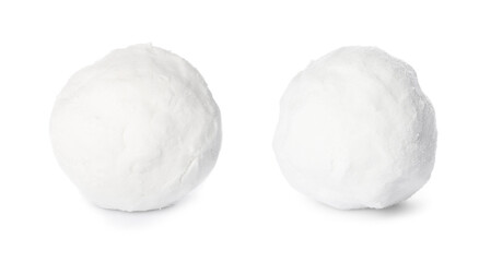 Two snowballs on white background. Banner design