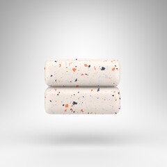 Equals symbol on white background. 3D sign with terrazzo pattern texture.