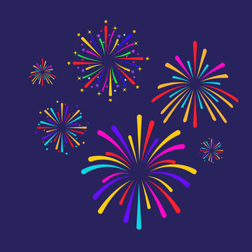 fire work icon Vector Illustration design Logo template on background. color editable