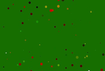 Light Green, Red vector background with bubbles.