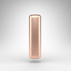 Letter L lowercase on white background. Matte copper 3D rendered font with shiny metallic texture.