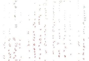 Light Green, Red vector background with music symbols.