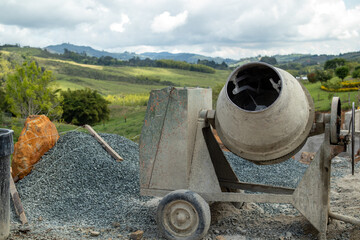 concrete mixer in the field