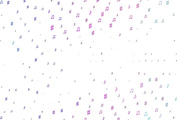 Light Pink, Blue vector pattern with music elements.
