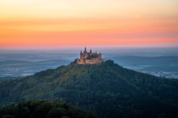 Fototapeta premium Hohenzollern Castle at sunrise. Germany Baden Wuerttemberg