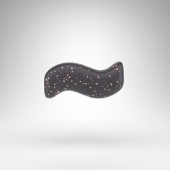 Tilda symbol on white background. Black matte 3D rendered sign with copper dots texture.