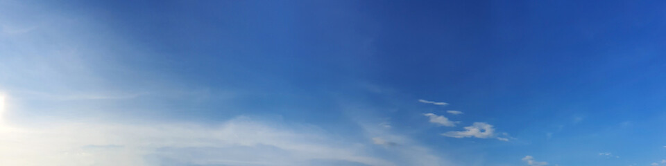 Panorama sky with cloud on a sunny day. Beautiful cirrus cloud..