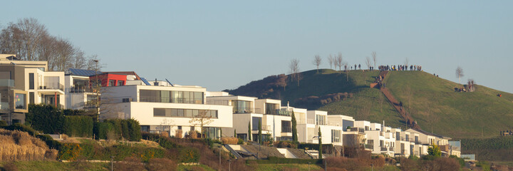 Fototapeta na wymiar Residential Buildings At The Lake Phönix, Hörde, Dortmund, Ruhr Area, North Rhine-Westphalia, 