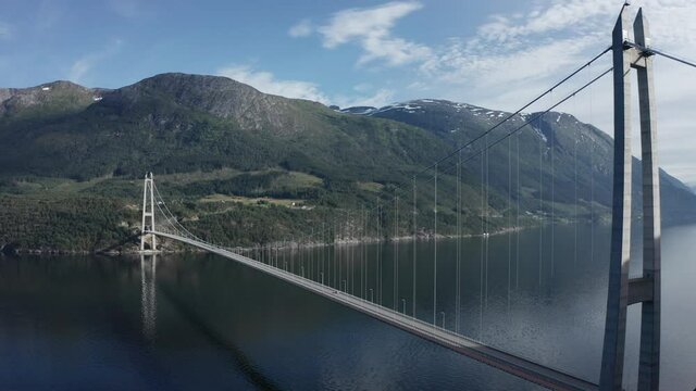 Hardangerbridge, Norwegian longest suspension bridge at 1310 meters