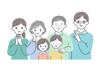 見学する三世代家族