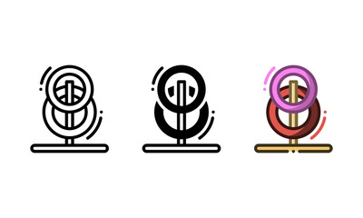 Ring toss game icon. With outline, glyph, and filled outline styles