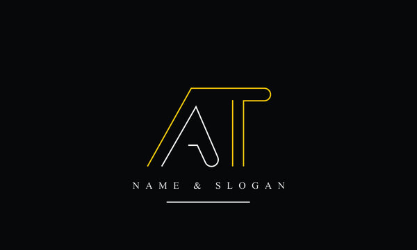 AT, TA, A, T  abstract vector logo monogram template