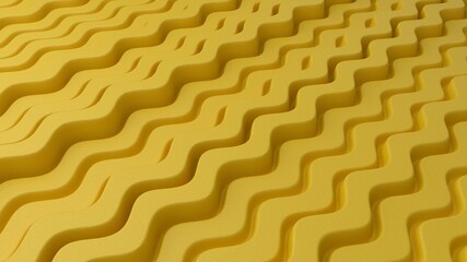 Abstract background with yellow wavy lines. Abstract cut paper stripes. Sci-Fi Futuristic. Modern background template for documents, reports and presentations. 3d rendering