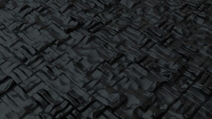 Abstract background with black grid smooth squares. Cell structure surface. Minimal beveled squares grid pattern. Modern background template for documents, reports and presentations. 3d rendering